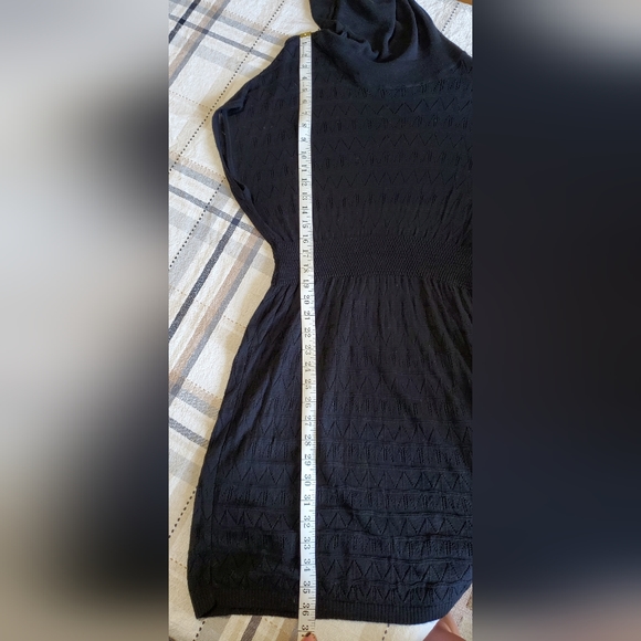 H&M BLACK SHEER KNIT COWL NECK SHORT BAT SLEEVE MINI DRESS COVER UP. - Picture 7 of 7